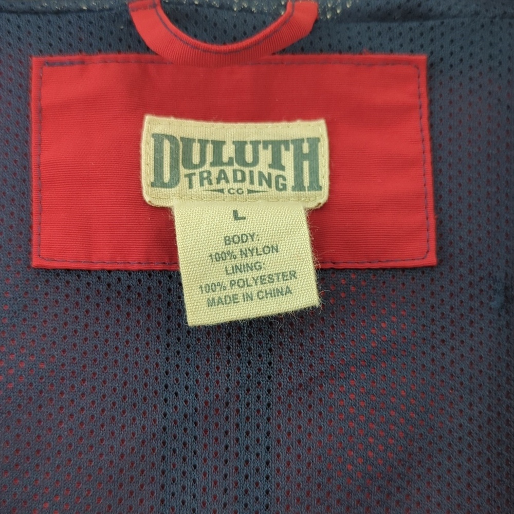 Duluth Trading Co. Colorblock Windbreaker Light Weight Jacket Red & Navy Large - Picture 6 of 7